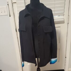 Pitusa Black Jacket with Blue and White Accents